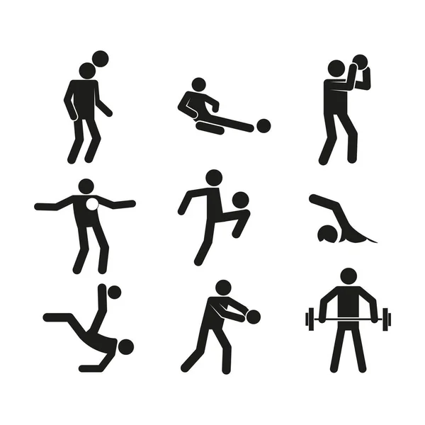 Ensemble graphique d'illustration vectorielle de symbole abstrait de figure de sport — Image vectorielle