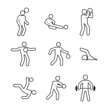 Aktif spor soyut anahat simge vektör çizim grafik Set