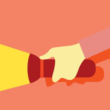 El jest vektör çizim grafiği tutan el feneri