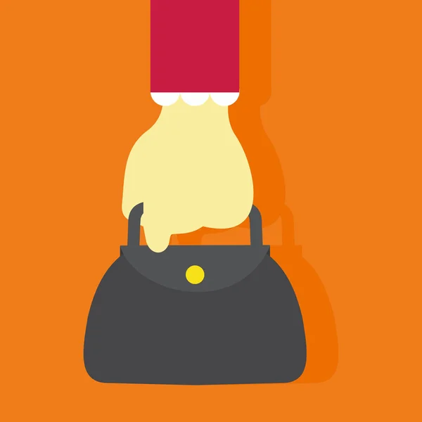 Segurando Bolsa Mão Gesto Vetor Ilustração Gráfica — Vetor de Stock