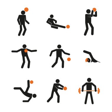 Basit spor aktivite soyut sembolü vektör çizim grafik Set