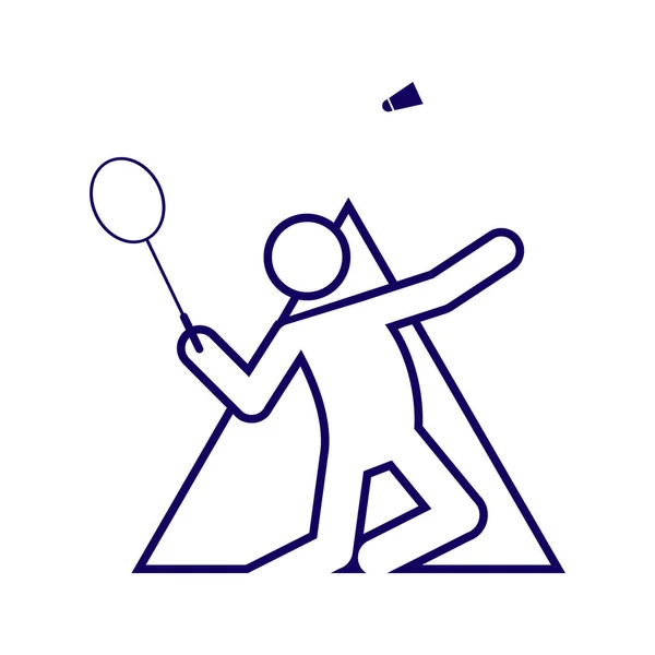 Driehoek vorm Badminton Sport figuur overzicht symbool vectorillustratie — Stockvector