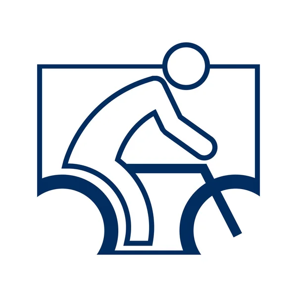 Quadratische Form Radfahren Sport Figur Umriss Symbol Vektor Illustration Grafik — Stockvektor