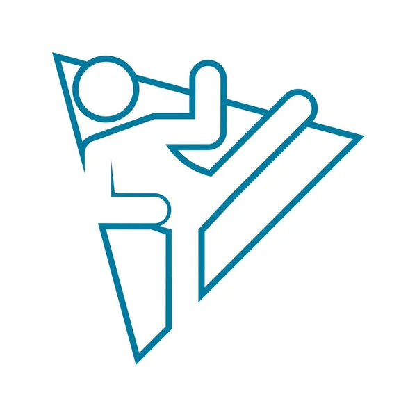 Illustration vectorielle de symbole de figure de sport de coup de pied de karaté de forme de triangle — Image vectorielle