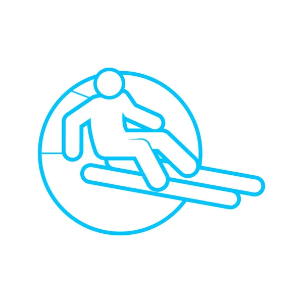 Forma de círculo Esquí Esquema Deporte Figura Símbolo Vector Ilustración — Vector de stock
