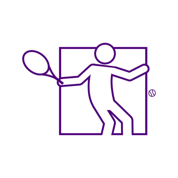 Vierkante vorm Tennis Sport figuur overzicht symbool Vector afbeelding afbeelding — Stockvector