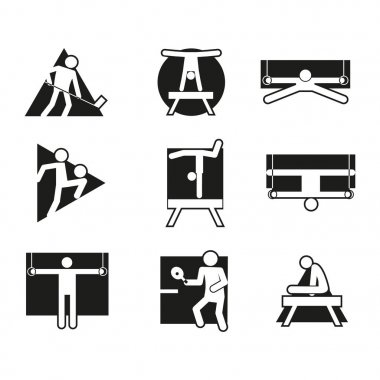 Çeşitli blok spor soyut simge vektör çizim Set şekil