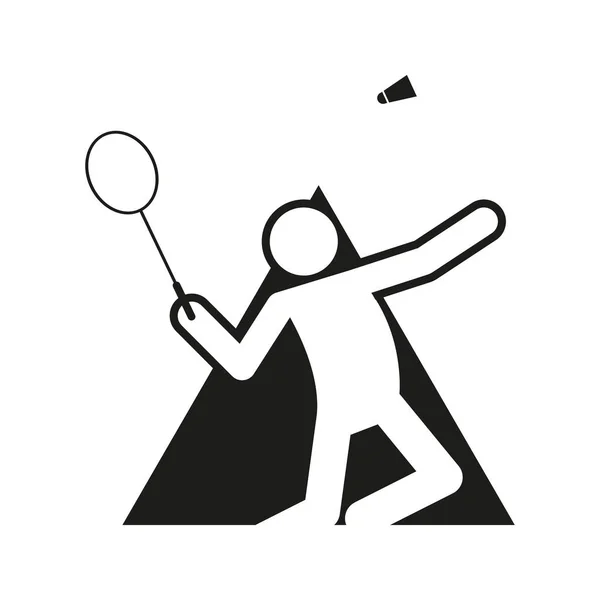 Driehoek vorm blok Badminton Sport figuur overzicht symbool vectorillustratie — Stockvector