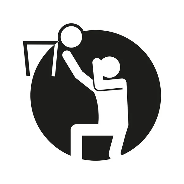 Kreis Block Basketball Sport Figur umreißen Symbol Vektor Illustration — Stockvektor