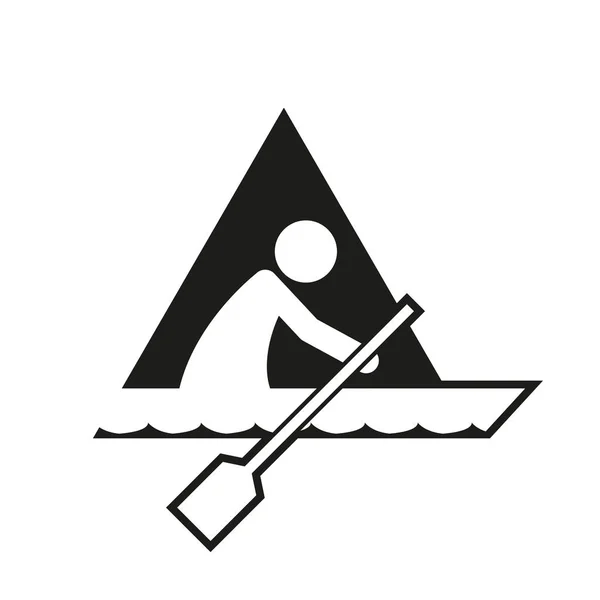 三角形ブロック カヌー スポーツ図のアウトライン シンボル ベクトル図 — ストックベクタ