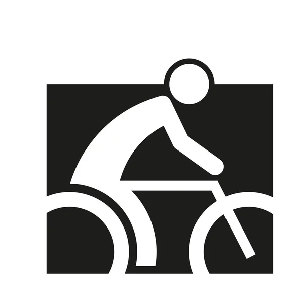 Quadratisch Block Radfahren Sport Figur umreißen Symbol Vektor Illustration — Stockvektor