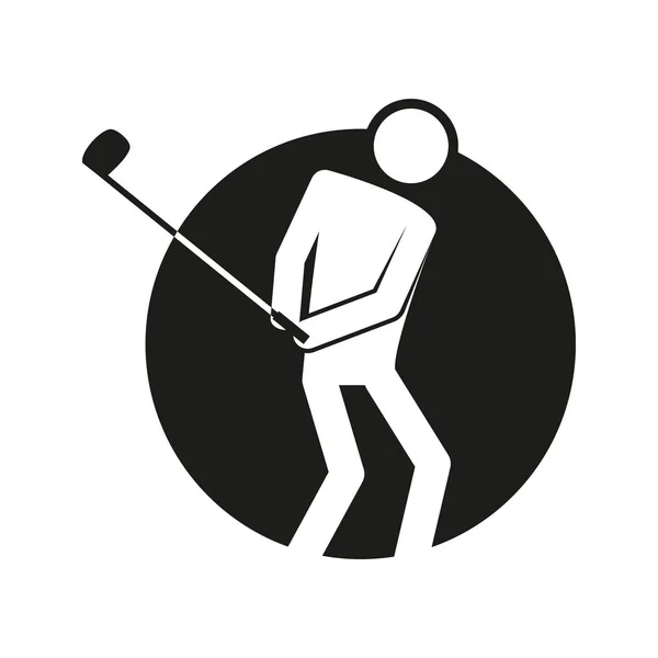 Круговой блок Golf Sport Figure Outline — стоковый вектор
