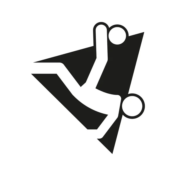 Triángulo bloque Overhead Kick fútbol fútbol deporte esquema figura símbolo vector — Vector de stock