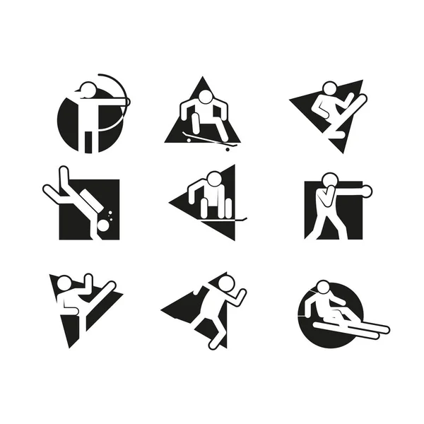 Multi forma bloque deporte abstracto símbolo vector ilustración gráfico conjunto — Vector de stock