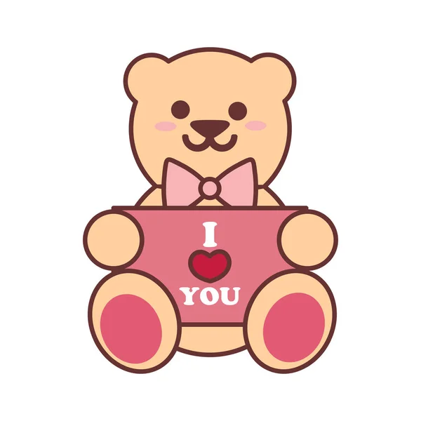 Cute Bear Doll Love Letter Vector Illustration Graphic