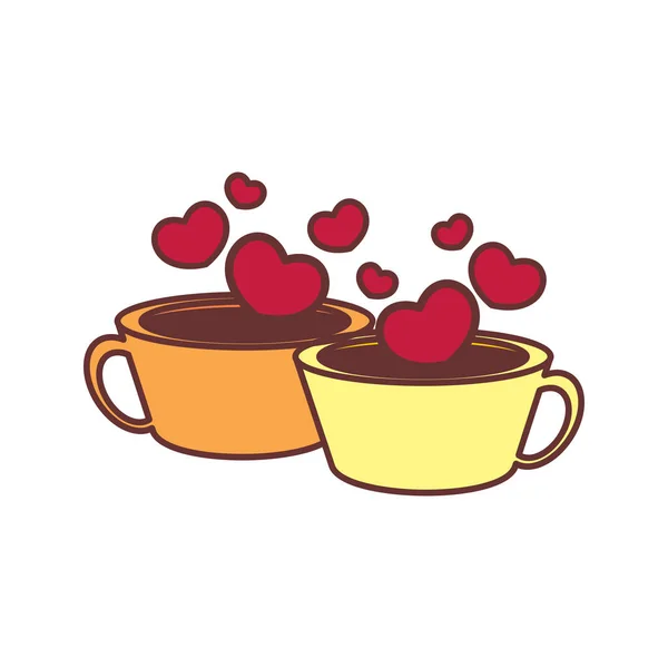 Ζευγάρι αγάπη φλιτζάνι καφέ διανυσματικά Εικονογράφηση γραφικών — Διανυσματικό Αρχείο