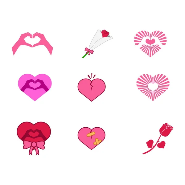 Valentim Cheio de Amor Vector Ilustração Gráfico Set — Vetor de Stock