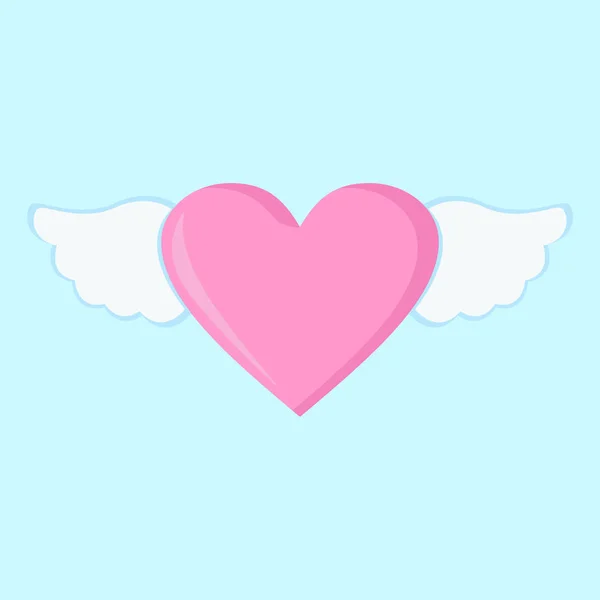 Flying Love Heart Wings Vector Illustration Graphic — Stock Vector