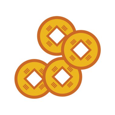 Basit eski Çin altın sikke vektör şekil grafiği