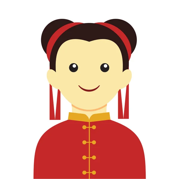 Enkel kinesisk flicka leende karaktär vektorgrafik Illustration — Stock vektor
