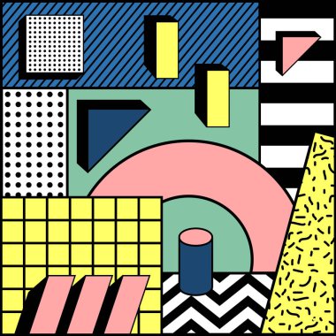 Basit blok renkli geometrik şık arka plan vektör grafik illüstrasyon