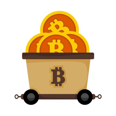 Demiryolu arabası tren vektör çizim grafiği madencilik Bitcoin