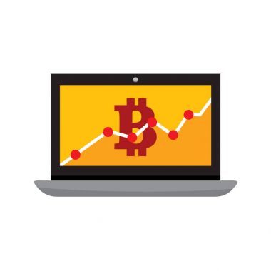 Bitcoin istatistik grafik dizüstü bilgisayar vektör şekil grafiği