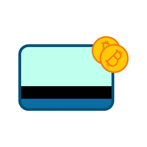 Bitcoin cartão de crédito ganhando vetor ilustração gráfica —  Vetores de Stock