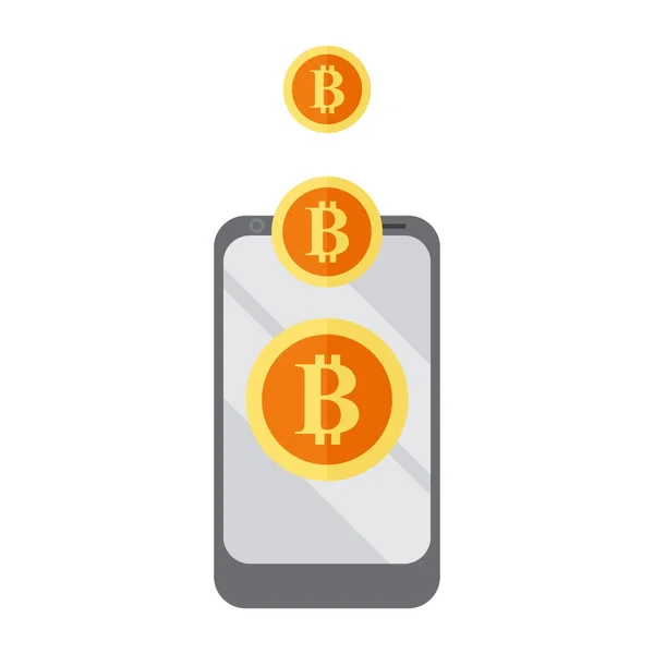 Mobile uzyskać graficzny ilustracja wektorowa Bitcoin — Wektor stockowy