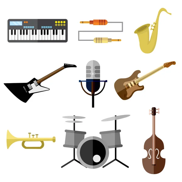 Music Intrument Band Equipment Vector Illustration Graphic Set - Stok Vektor