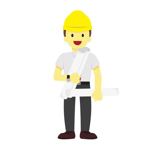 Trabajador masculino con papeles de planificación Gráfico de ilustración vectorial — Vector de stock