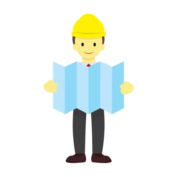 Foreman With Site Plan Vector Illustration Graphic — Stock Vector