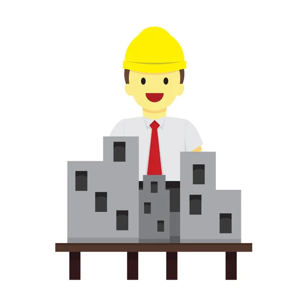 Professional Worker With Site Model Vector Illustration Graphic — Stock Vector