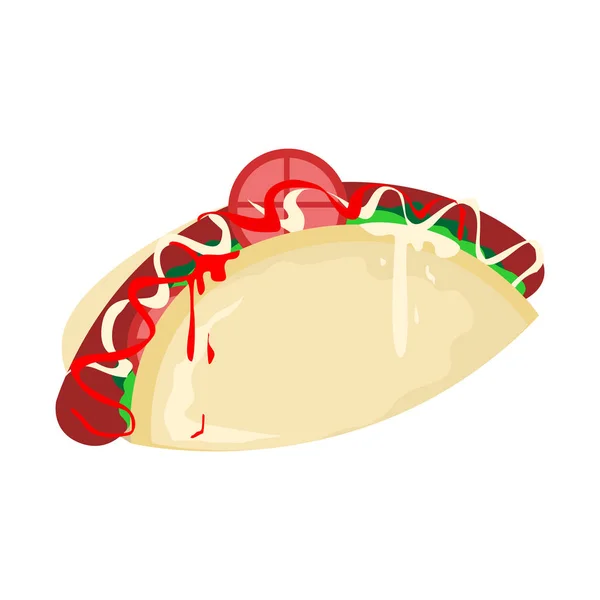 Fresh Hotdog Fast Food Vector Illustration Diseño Gráfico — Archivo Imágenes Vectoriales