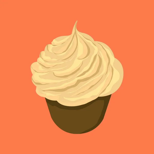 Sweet Creamy Cupcake Ilustração — Vetor de Stock