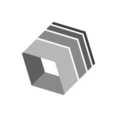 3 boyutlu kutu şekli soyut simgesi