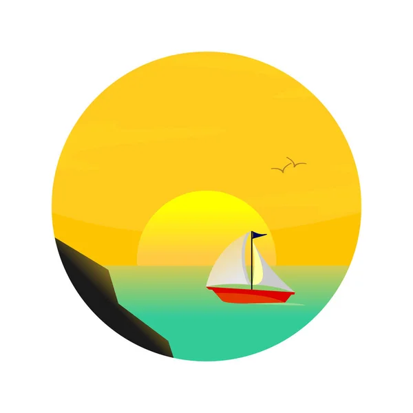 Mar Vela Sunset Cenário Ilustração — Vetor de Stock