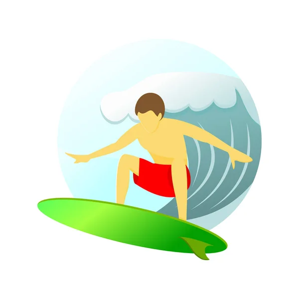 Surf Boy Paisaje Ilustración — Vector de stock