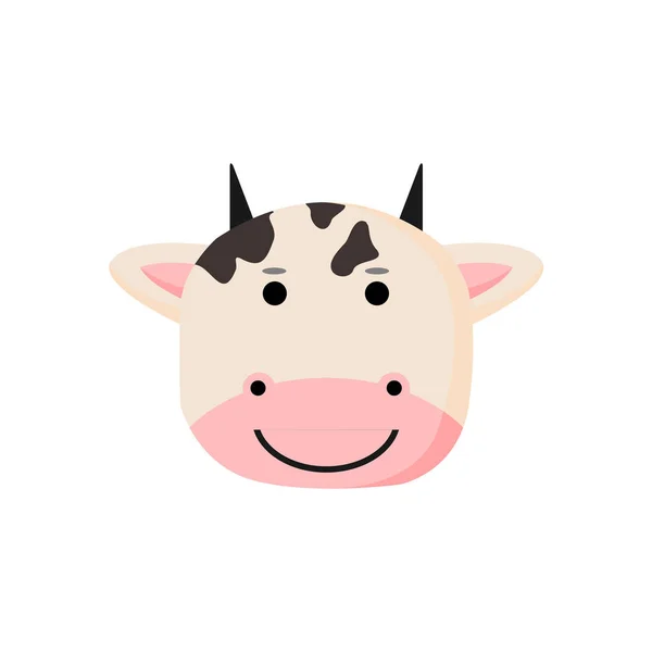 Cute Cow Animal Head Illustration — Stock Vector