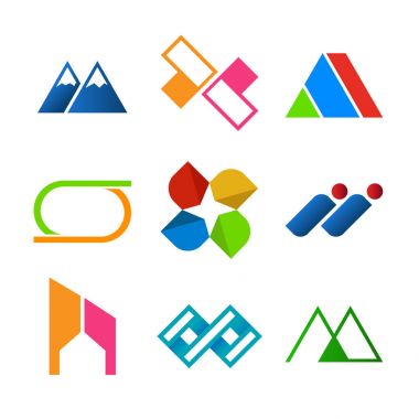 Soyut kurumsal sembolü şekil tasarım kümesi
