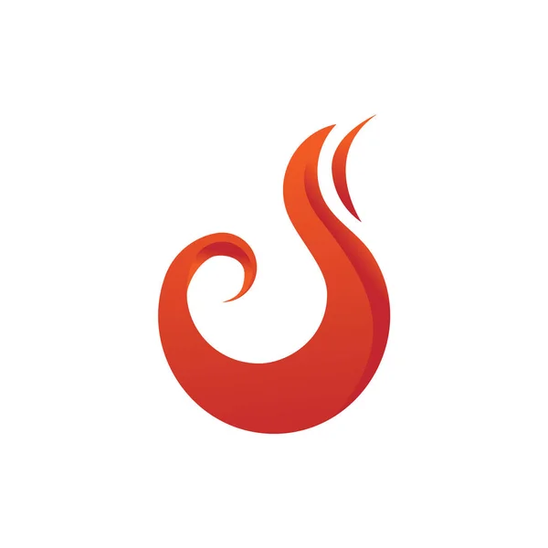Curvy Fiamma fuoco Simbolo Design — Vettoriale Stock
