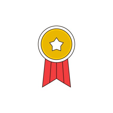 Basit yıldızlı rozet vektör anahat simge tasarlamak