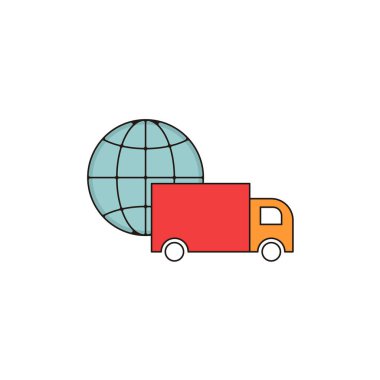 Dünya çapında teslimat vektör anahat simge tasarlamak