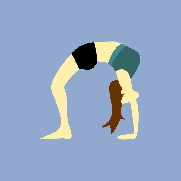 Stretches Bridge Yoga Pose Illustration - Stok Vektor