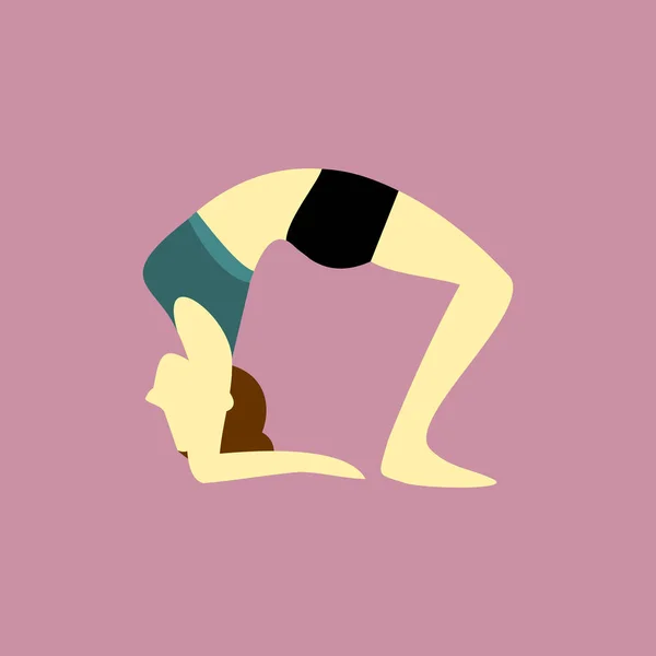 Pose de rueda Yoga Postura Vector Ilustración — Vector de stock