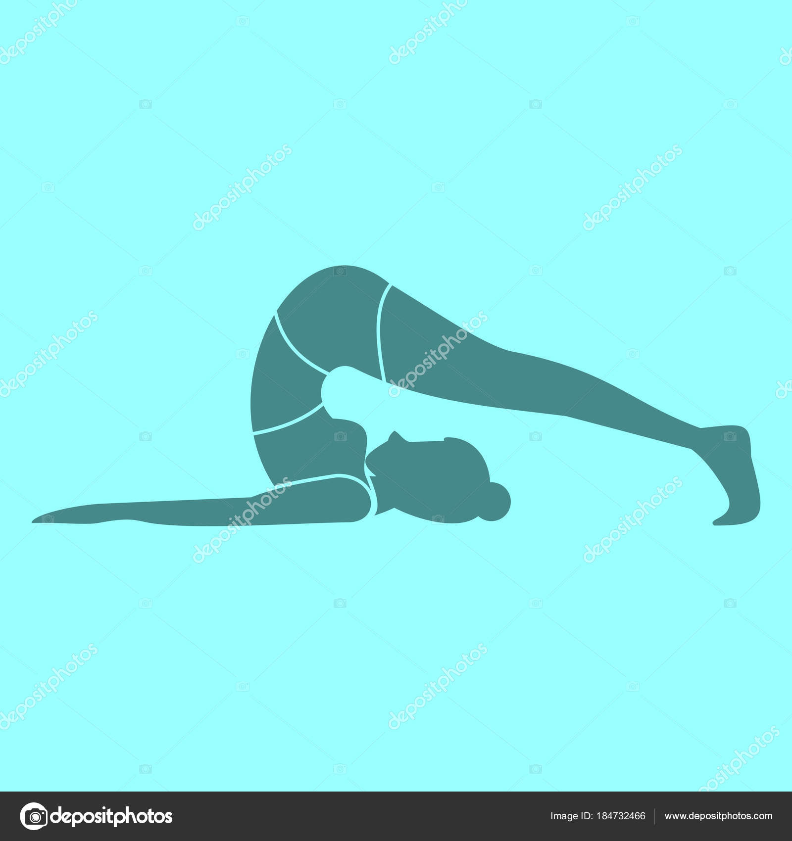 Silhouette of Back Body Stretches Pose Yoga Posture Vector Illustration