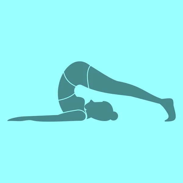 Siluet dari Aliran Tubuh Kembali Pose Yoga Postur Vektor Ilustrasi - Stok Vektor