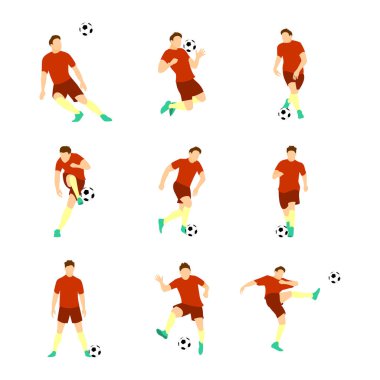 Çeşitli futbol Futbol oyuncu vektör çizim Set