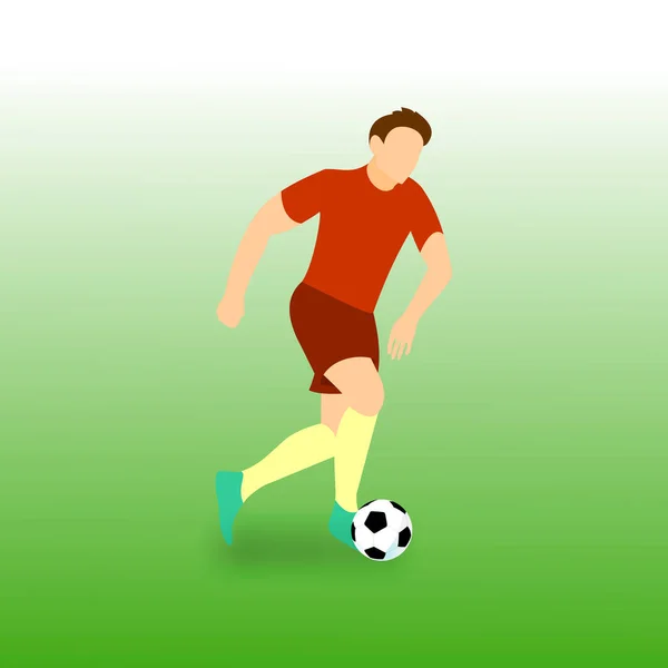 Dribbling Run Football Player Vektor Illustration — Stockvektor