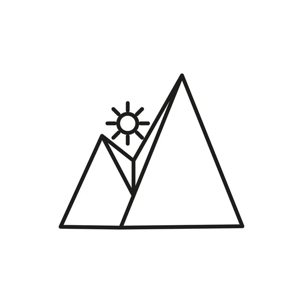 Sun Rise Mountain Thin Line Icon Symbol Design — Stock Vector